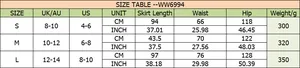 Tableau des tailles pour jupe ligne A à taille haute avec mesures UK et US