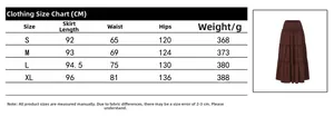 Guide des tailles pour jupe longue à volants avec mesures du S au XL