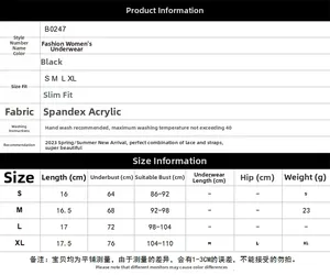 Detailed size chart for lace strappy bra top featuring measurements from S to XL