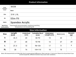 Detailed size chart for lace lingerie set with measurements in cm for sizes S to XL