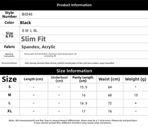 Tableau des tailles pour culotte en dentelle noire avec mesures du S au XL en centimètres