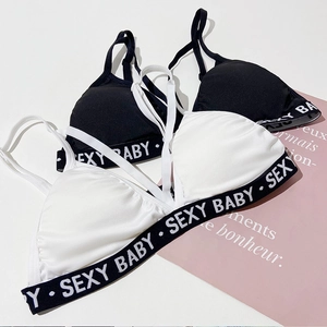 Women sports bralettes with Sexy Baby elastic band in black and white colors