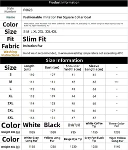 Detailed size chart for men's faux leather long coat showing S to 4XL measurements
