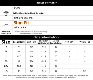 Tableau des tailles pour veste en fausse fourrure incluant les mesures du S au 3XL