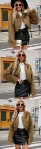 Détails d'une veste courte en fausse fourrure pour femme au style urbain