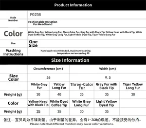 Detailed size guide and measurement chart for the faux fur headband fashion accessory