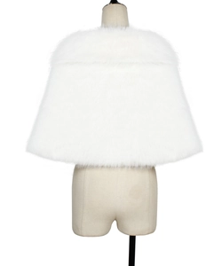 Detail of soft white faux fur stole with plush texture for wedding or evening dresses