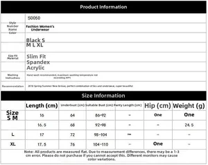 Size chart for women sports bra S0050 detailing measurements and fabric information