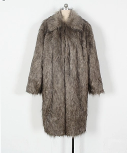 Detailed close-up showing thick, luxury long-pile faux fur texture on a men's winter coat