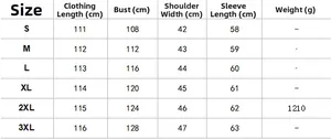 Detailed size chart for men faux fox fur coat with measurements from size S to 3XL