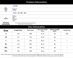 Guide des tailles pour manteau léopard en similicuir pour femme de la taille S au 3XL