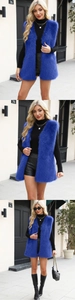 Detailed view of vibrant royal blue faux fur vest with a premium plush texture finish