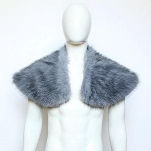 Detail of grey viking faux fur shawl with plush texture for medieval cosplay outfits