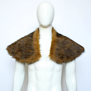 Close-up of faux fur viking cloak shawl for medieval warrior halloween costumes