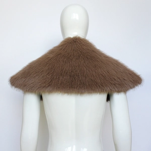 Rear view detail of dark brown faux fur viking cape for medieval warrior costumes