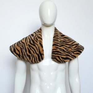Close-up of Viking faux fur tiger print shawl showing soft long fiber texture details