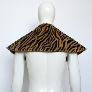 Close-up of Viking faux fur shawl with tiger stripes for medieval warrior costume