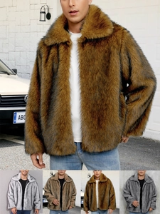 Men's Fashion Faux Fur Coat Thick Warm Winter Lapel Jacket Loose Plush Overcoat Casual Outerwear Streetwear For Men