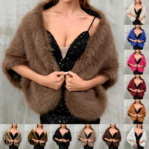 Luxury Women Faux Fur Shawl Wrap Elegant Thick Faux Fox Fur Cape For Evening Dress Wedding Party Winter Formal Bridal Shawls Wraps