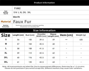 Size guide for faux leather slim jacket with detailed measurements and care instructions