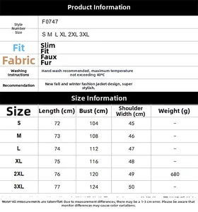 Detailed size chart for faux fur vest showing measurements from S to 3XL for perfect fit