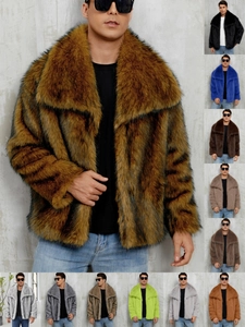 Giacca in Pelliccia Sintetica di Lusso da Uomo Caldo Rever Cappotto in Volpe Sintetica Streetwear Loose Inverno Capispalla Casual