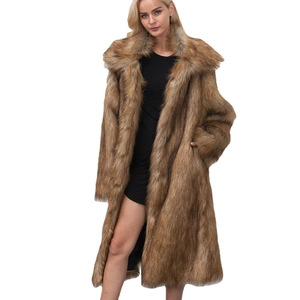 Women Elegant Long Faux Fur Coat Winter Warm Thick Plush Jacket Luxury Square Collar Slim Fit Overcoat For Party Banquet