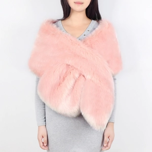 Elegant pink faux fox fur shawl wrap for wedding bridal dresses and evening wear