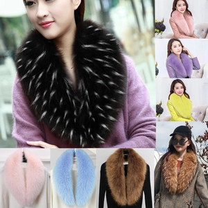 Women's Elegant Faux Fur Scarf Collar Thick Plush Shawl For Winter Coat Detachable Faux Fox Fur Wrap Neck Warmer