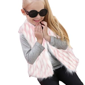 Gilet en fausse fourrure rose et blanc pour filles, veste en peluche douce pour l'hiver