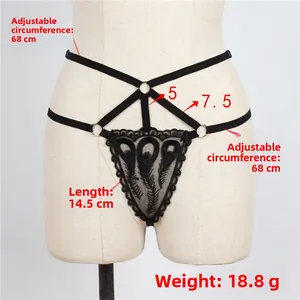 Tableau des tailles détaillé pour string en dentelle avec sangles réglables