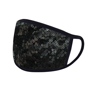 Washable black sequin fashion mask for sun and dust protection in a stylish design