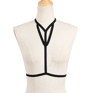 Sexy black elastic body harness with geometric Y-shape straps for women fashion