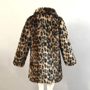 Women's leopard print faux fur coat with turn-down collar for thick autumn and winter style