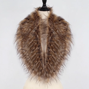Fashionable faux fur collar shawl with brown tiger-stripe texture for women coats