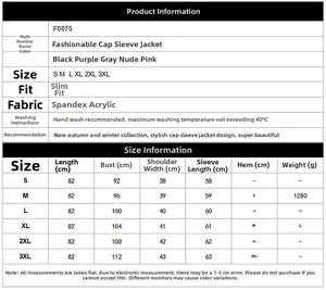 Detailed size chart for women's hooded faux fur coat with measurements from S to 3XL