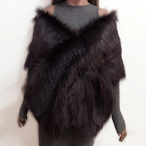 Elegant dark brown faux fur shawl wrap for women, perfect for autumn and winter bridal gowns