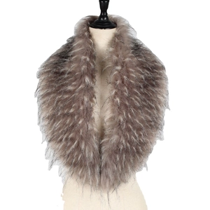Faux fur shawl wrap in grey-brown gradient on mannequin with fluffy texture