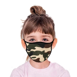 Washable breathable camouflage face mask for kids with woodland pattern for sun protection