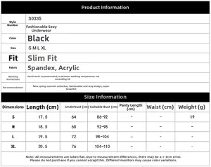Detaillierte Größentabelle für sexy Neckholder-Dessous mit Maßen von S bis XL