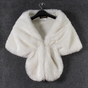 Elegant white faux fur bridal shawl wrap made of soft plush material for formal events