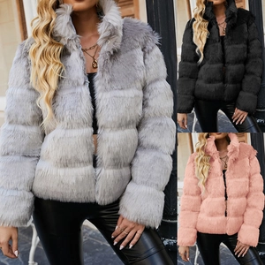 Cappotto da Donna in Pelliccia Sintetica alla Moda Giacca Invernale Corta in Pelliccia di Volpe Sintetica Elegante Slim Fit Caldo Manica Lunga