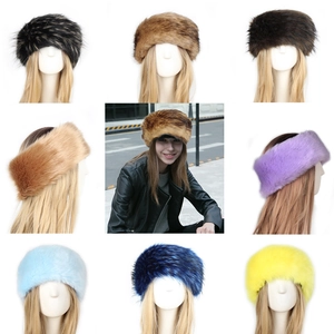 Damen Winter Warm Kunstpelz Stirnband Einfarbig Dick Plüsch Kopfband Outdoor Ohrenwärmer Mode Kopfschmuck