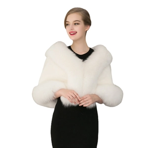Elegant white faux fur bridal shawl wrap for wedding parties and evening gala dresses