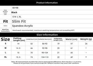 Size chart for black lace lingerie set style B0168 showing S to XL measurements in cm