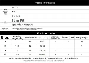 Size chart for black lace brisette top showing measurements from S to XL in centimeters