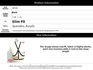 Tableau des tailles détaillé pour bralette noire à lanières B0126 avec guide tissu