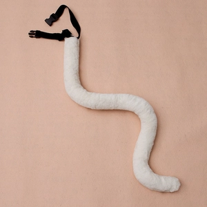 Adjustable 70cm white faux fur cat tail prop with buckle for Halloween cosplay outfit