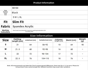 Guide des tailles pour ensemble de lingerie en dentelle noire avec mesures de S à XL