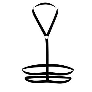 Détail du harnais de corps élastique noir avec anneau en O et bretelles sexy